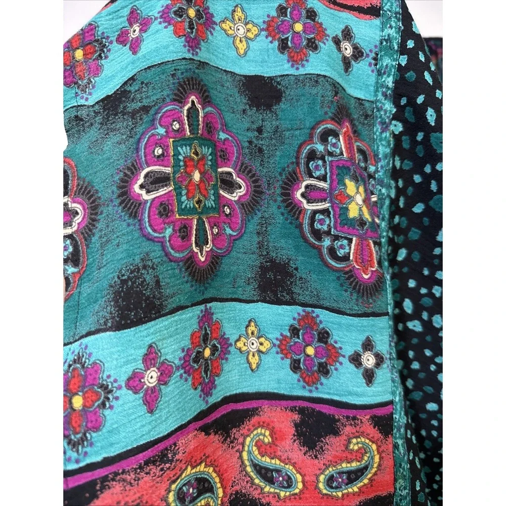 Vtg CAROLE LITTLE Dress Womens 8 Maxi‎ Art to Wear Faux Bolero 90s Boho Western - Picture 7 of 16